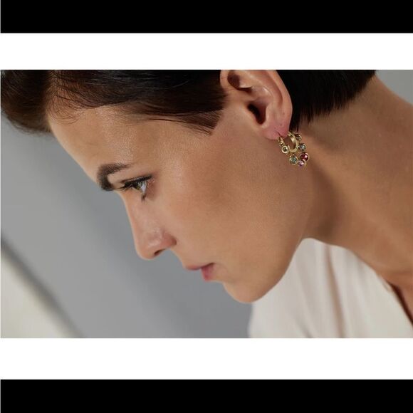 #46 Colorful Zircon Hoop Earrings - Picture 6 of 6